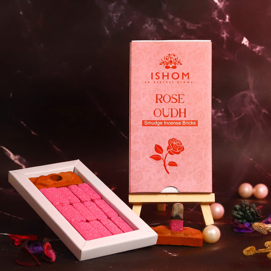 rose oudh smudge incense bricks