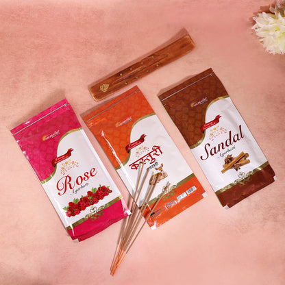 Incense Sticks- Combo (Sandal + Kasturi+ Rose)