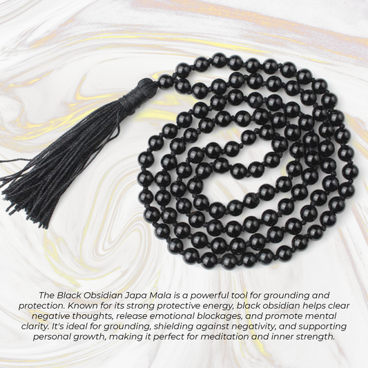 Black Obsidian Jaap Mala 108 Beads