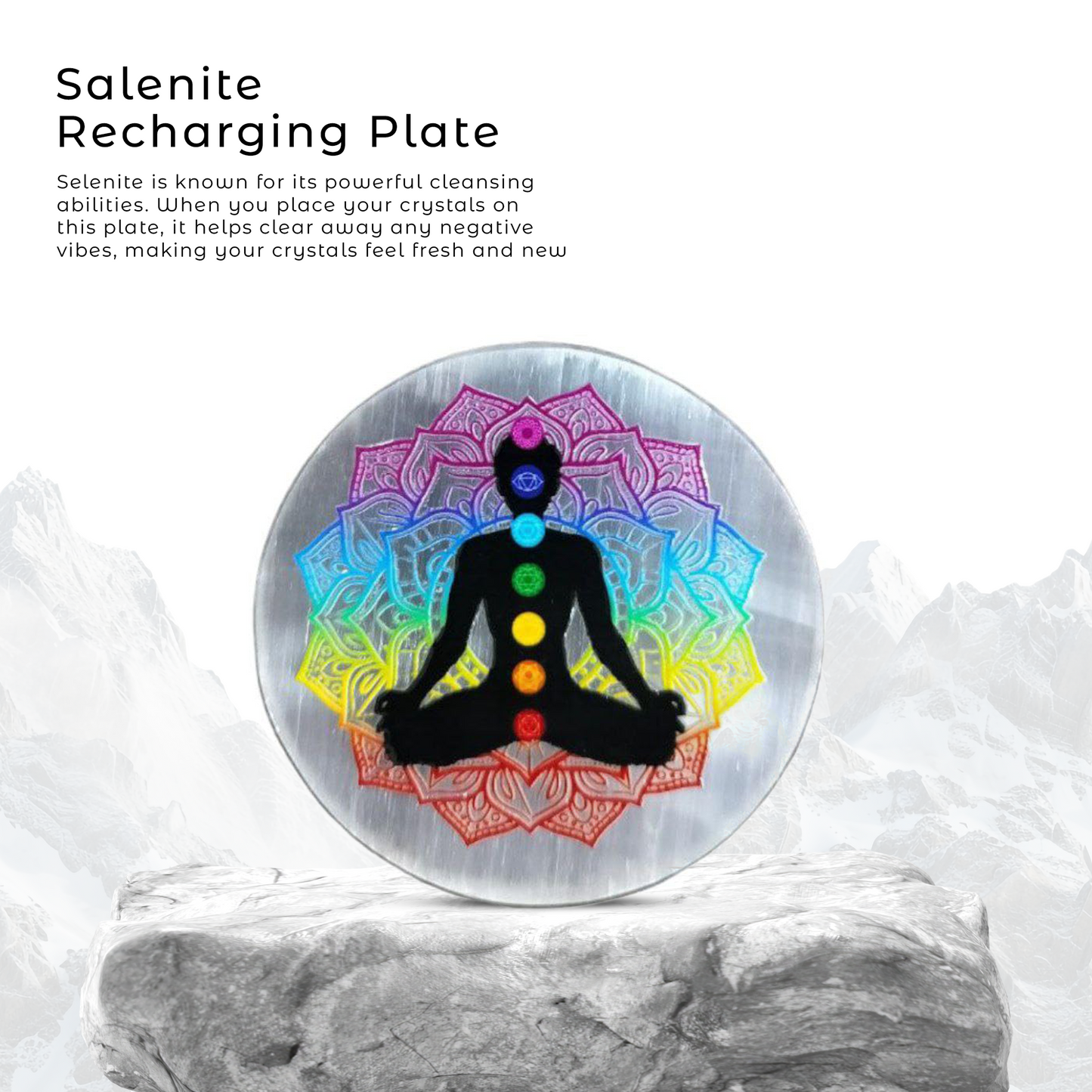 7 Chakra Selenite Recharging Plate