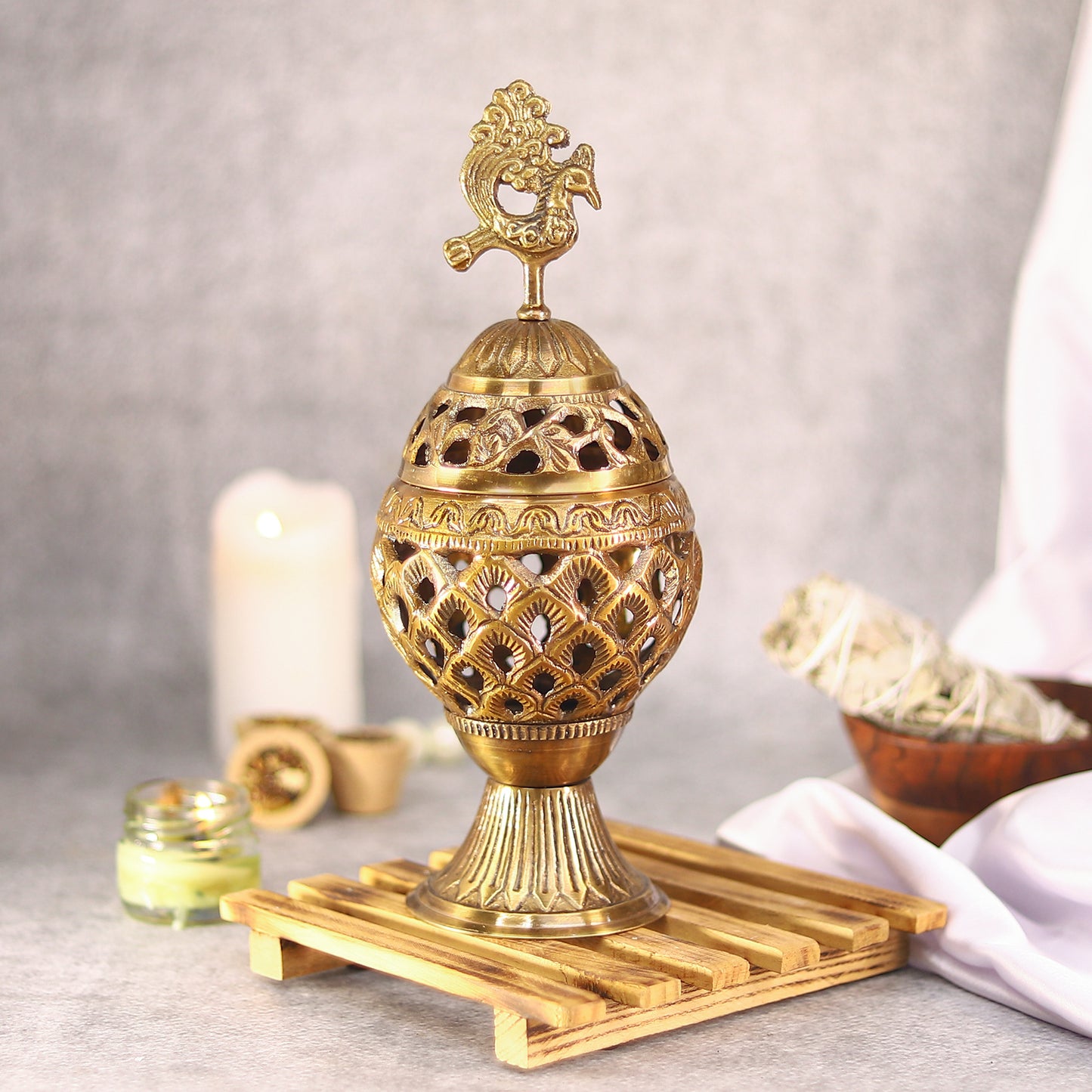 Brass Peacock Dhoop Dani