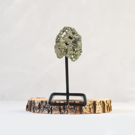 Gemstone Raw Pyrite Metal Stand