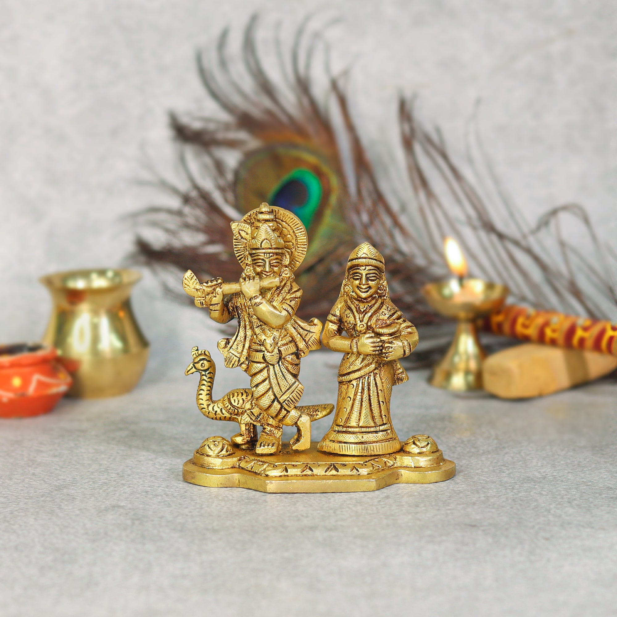 radha krishna brass statue 