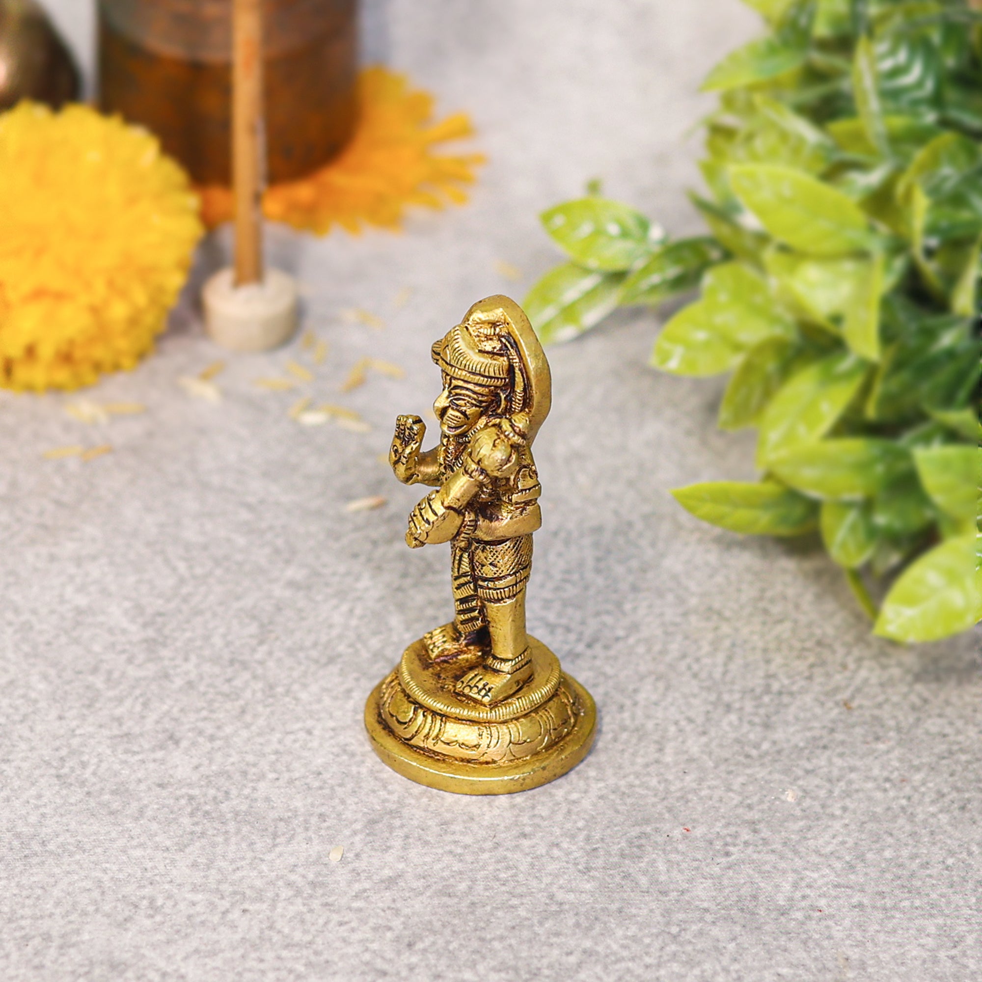 brass hanuman standing idol 