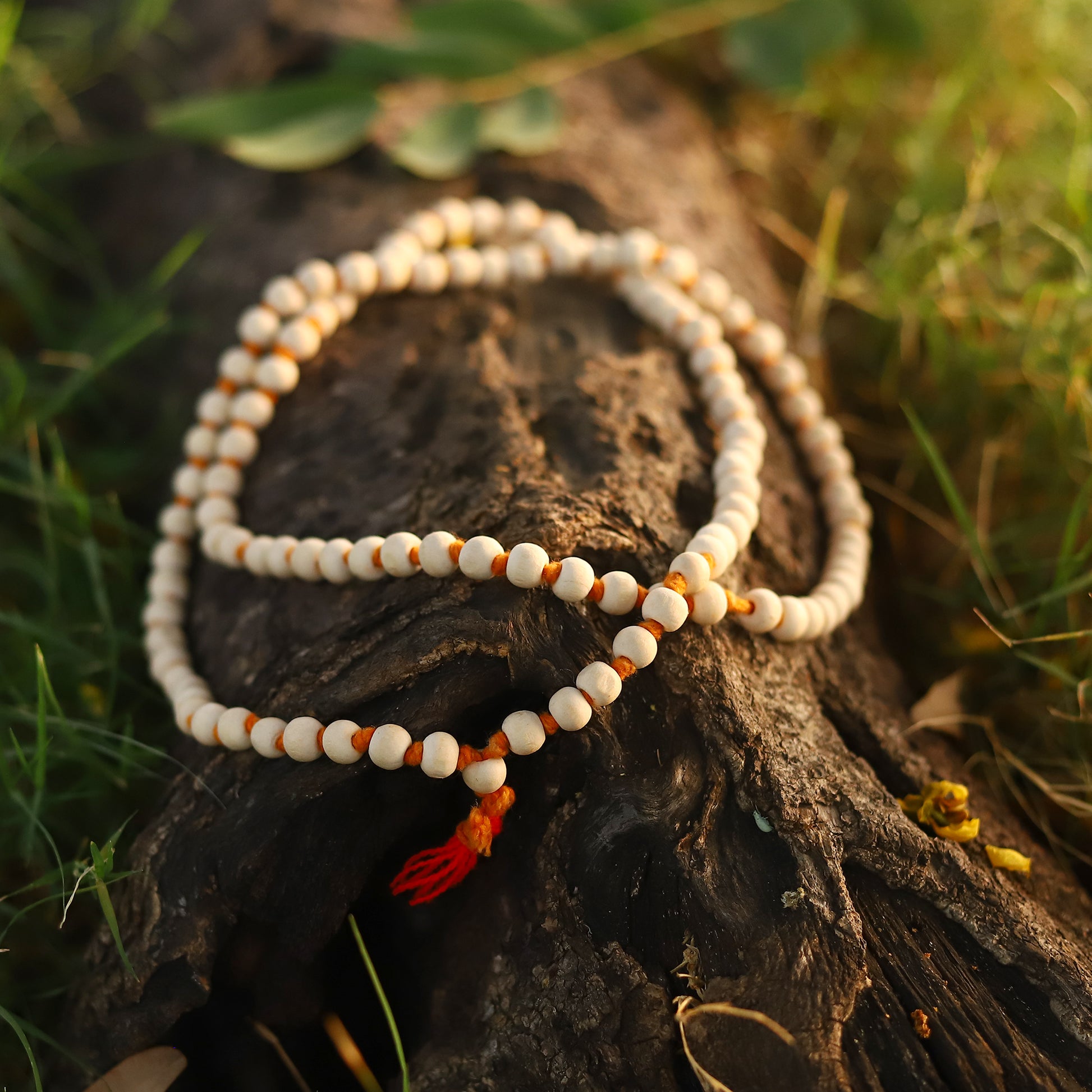 White Wood 108 Beads Mala