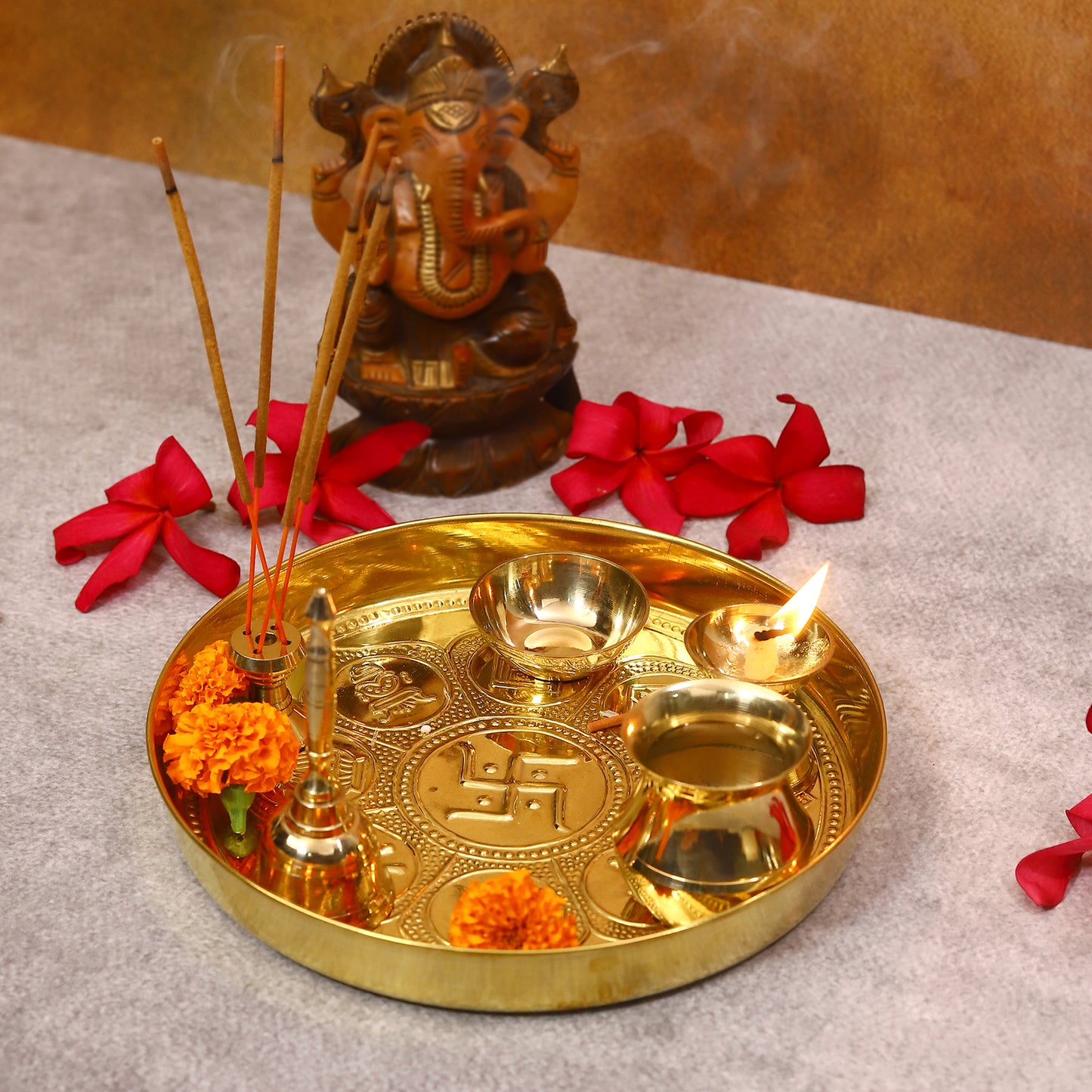 brass pooja thali