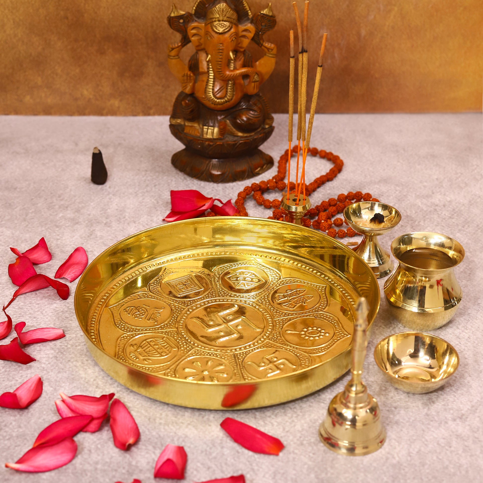 brass pooja set price