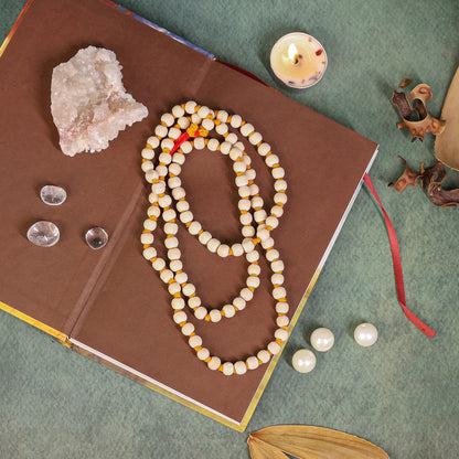 White Wood beads japa mala