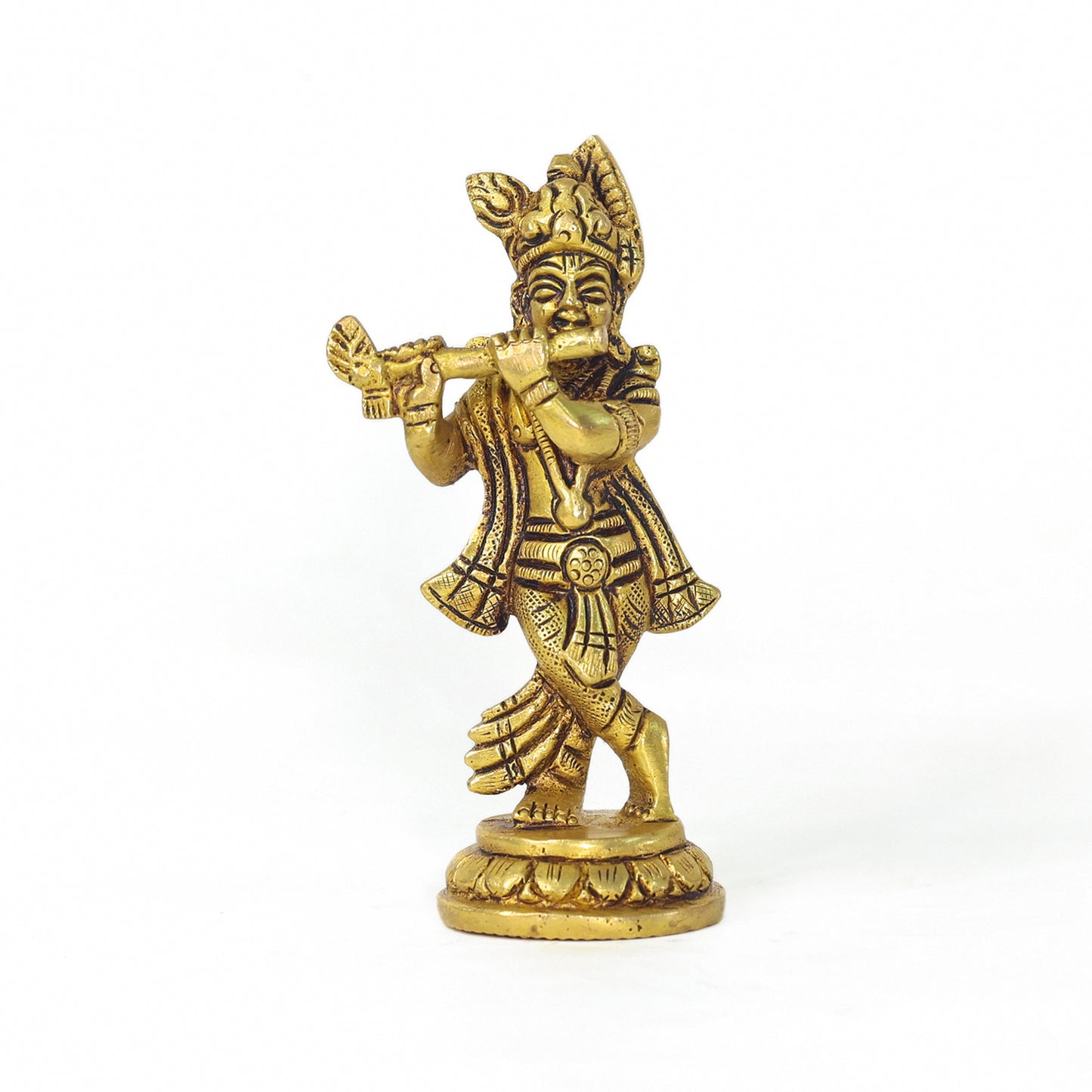 Brass Krishna Playing Flute Statue