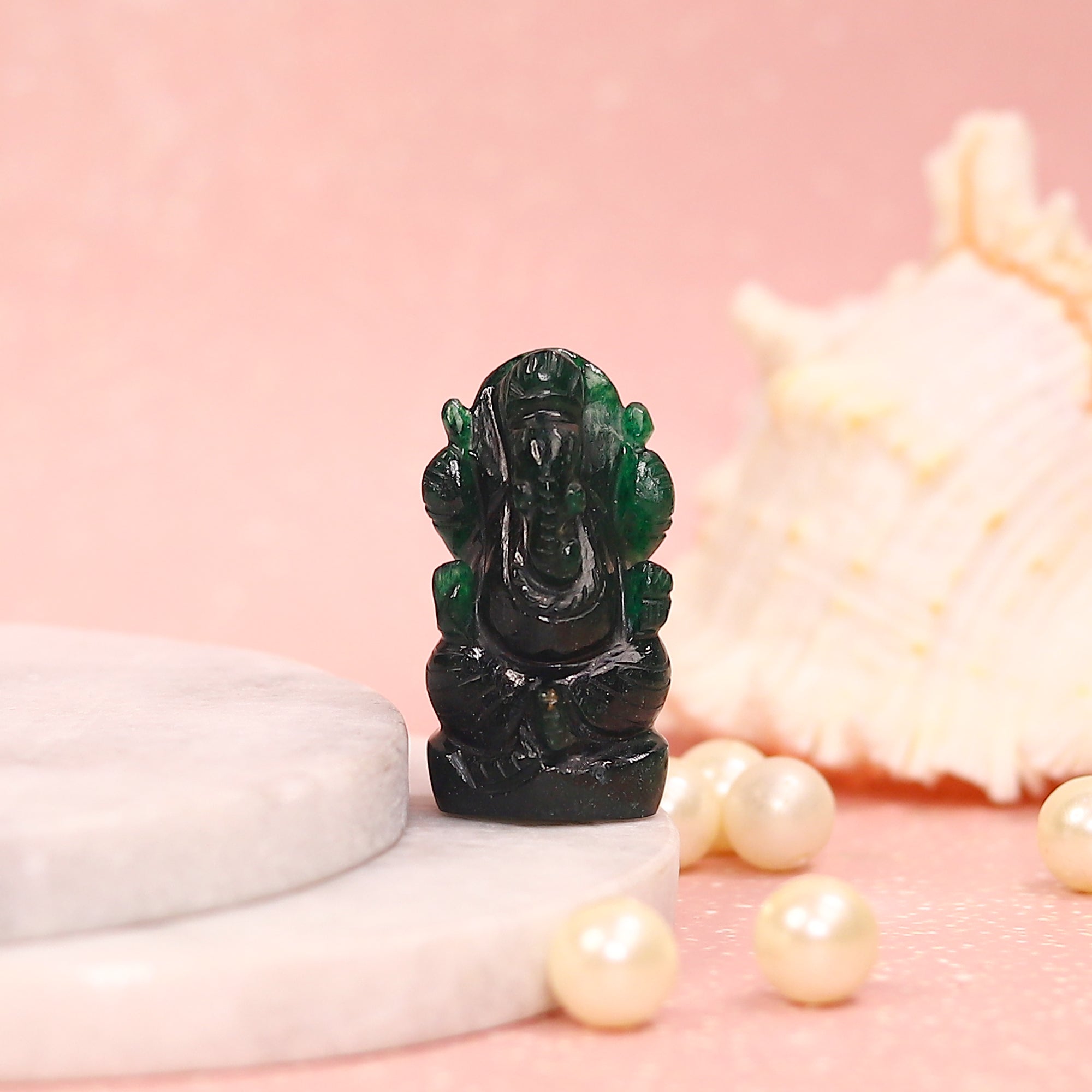 emerald stone ganesha murti 