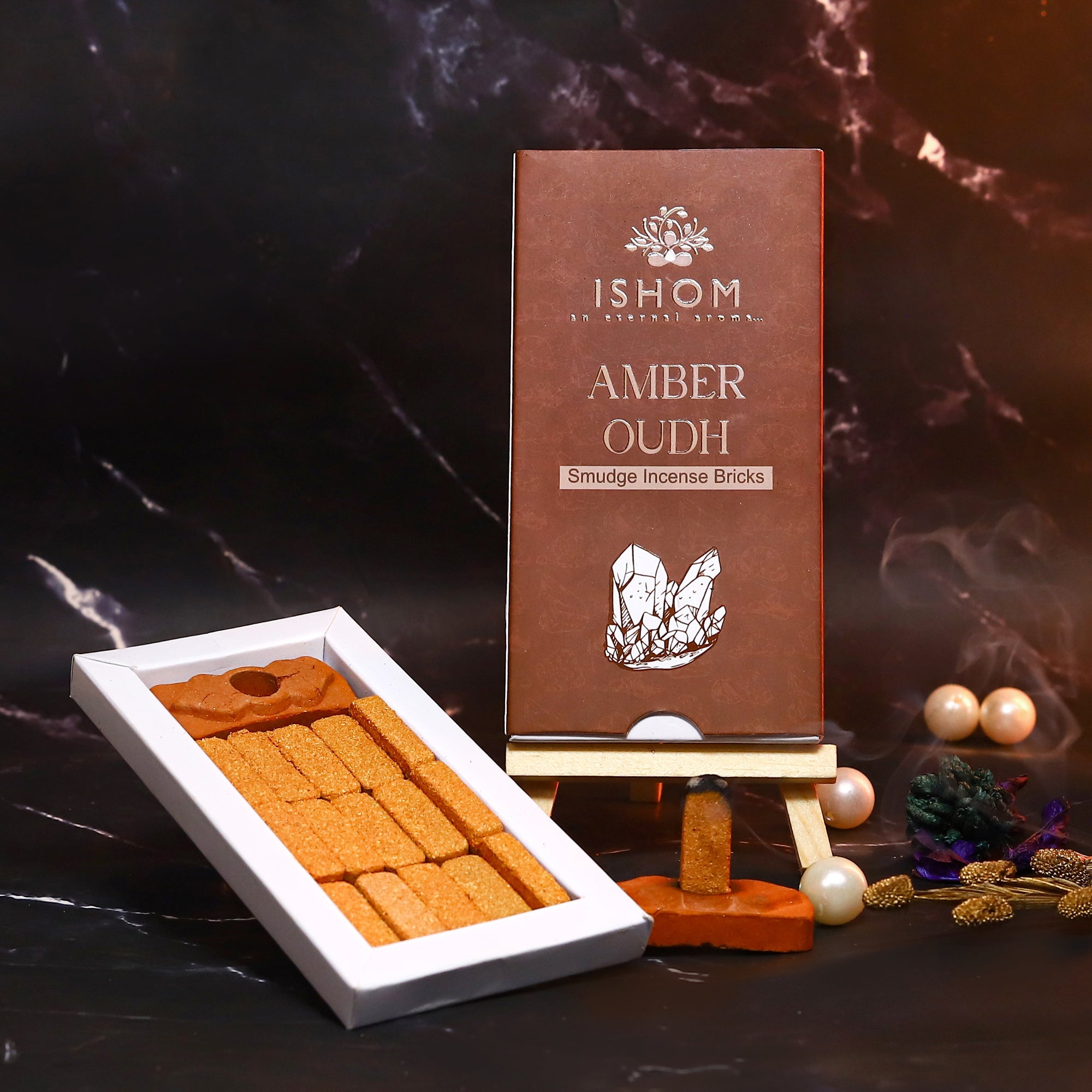 amber oudh smudge incense bricks