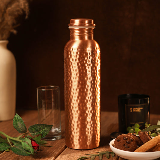 Pure Copper Bottle Half Hammered Design | 1000 ML