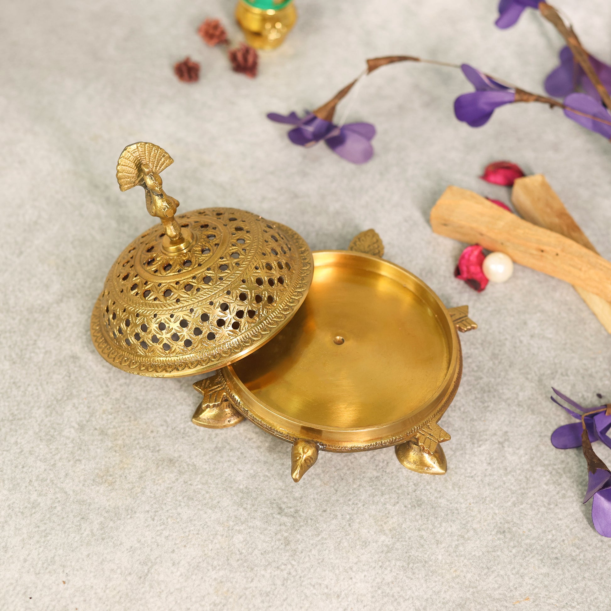 Brass Tortoise Incense Dhoop Burner