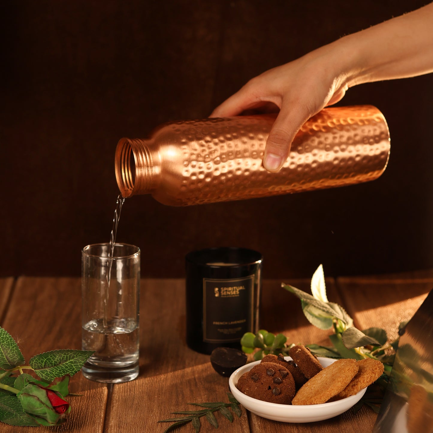 Pure Copper Bottle Half Hammered Design | 1000 ML