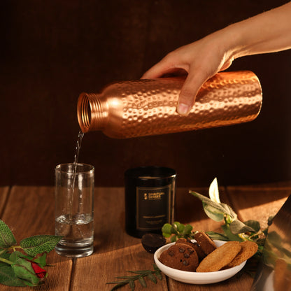 Pure Copper Bottle Half Hammered Design | 1000 ML