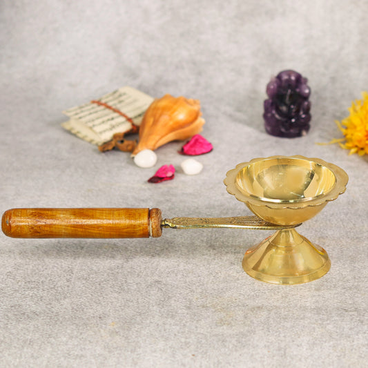 Brass Dhoop Wooden Handle