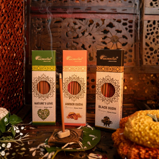 Combo of 3 Dhoop Sticks (Black Oudh, Amber Oudh, Nature’s Love)