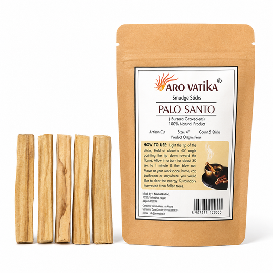 ARO VATIKA Palo Santo Wood Smudge Sticks – 100% Natural Artisan-Cut Holy Wood from Peru, 4 Inch, Pack of 5