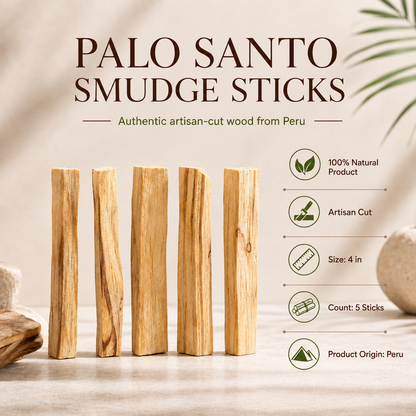 ARO VATIKA Palo Santo Wood Smudge Sticks – 100% Natural Artisan-Cut Holy Wood from Peru, 4 Inch, Pack of 5