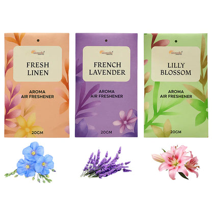 Fragrance Sachet Pack of 3 (French Lavender, Lily Blossom, Fresh Linen)