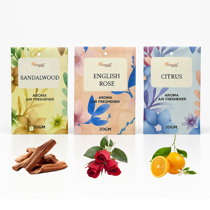 Fragrance Sachet Pack of 3 (English Rose, Citrus, Sandalwood)